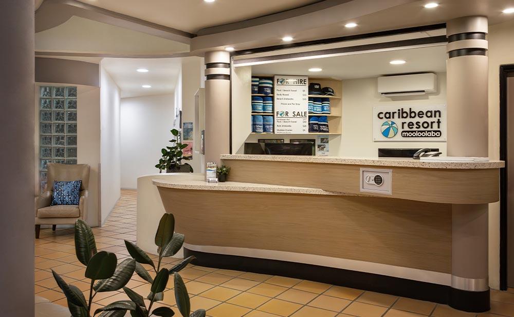 Caribbean resort mooloolaba reception area